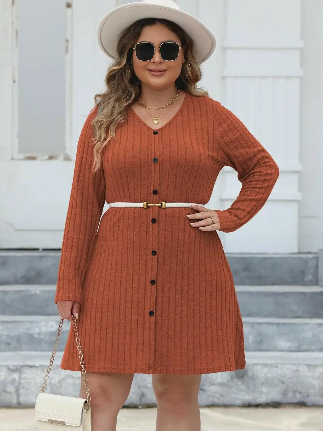 Chic ribbed dress for curvy women - Love Salve